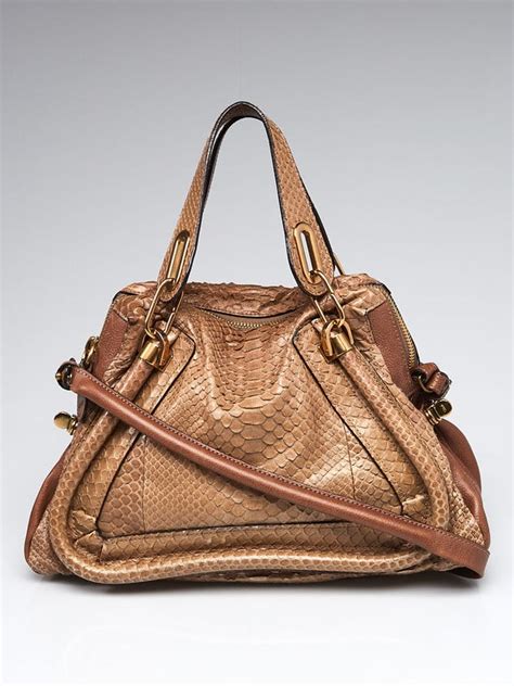 chloe paraty python brown|Chloe Brown Python and Leather Medium Paraty Bag.